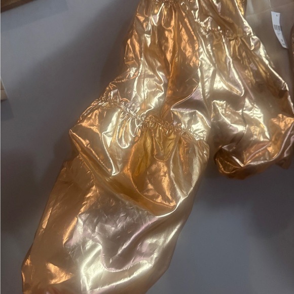 Forever 21 Disco  Metallic Gold Cropped Bomber Jacket Medium - Picture 3 of 7